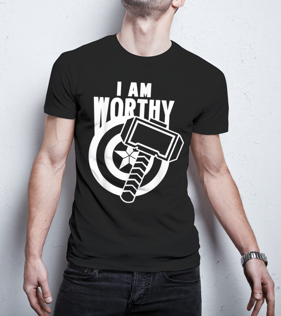 Captain America I Am Worthy Avengers Endgame Mjolnir Shield T-Shirt
