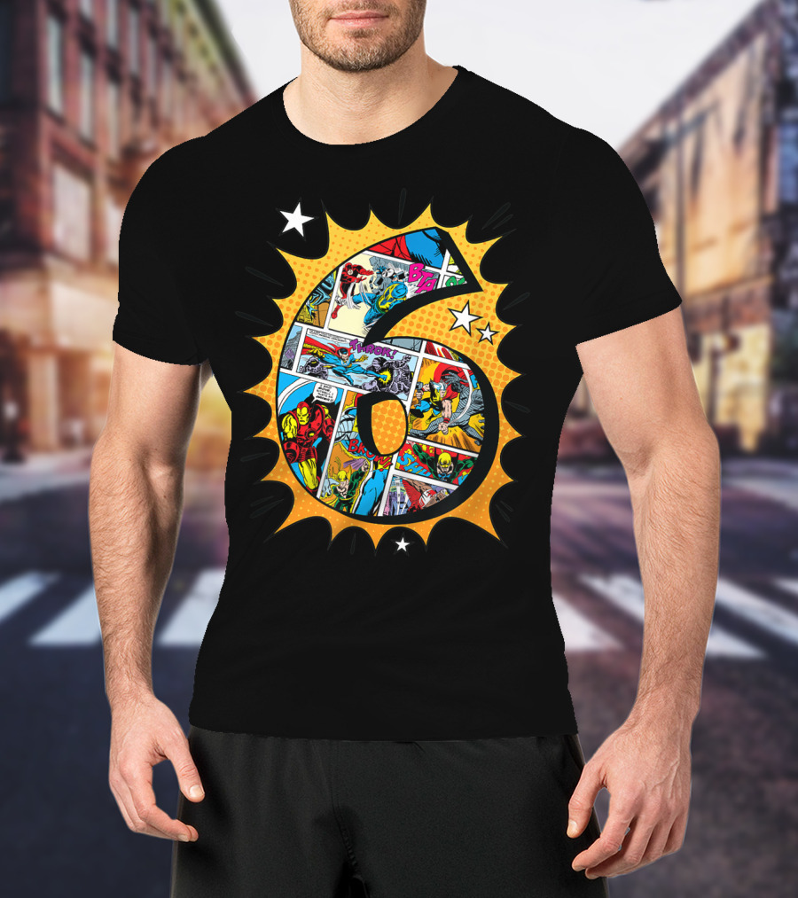 Marvel Avengers Comics Birthday 6 Superhero T-Shirt