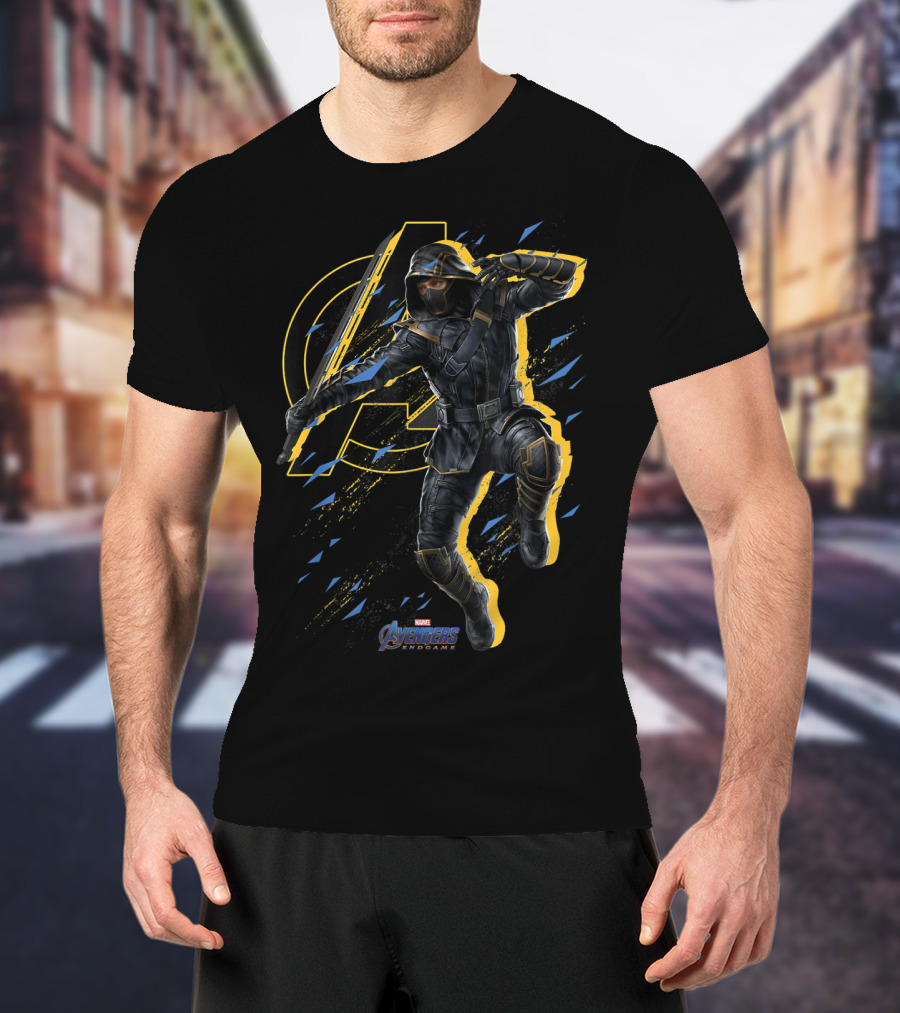 Avengers Endgame Ronin Action Pose With Iconic Avengers T-Shirt