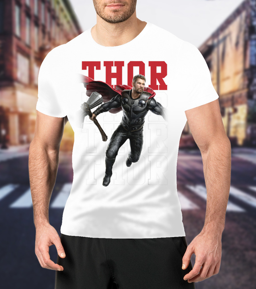 Marvel Avengers Endgame Thor Text Overlay Pose T-Shirt