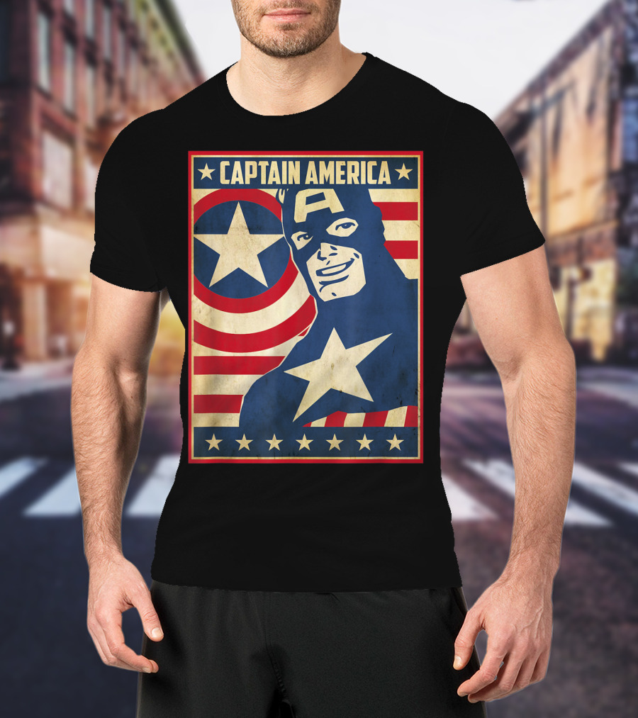 Captain America Avengers Patriotic Star Icon T-Shirt