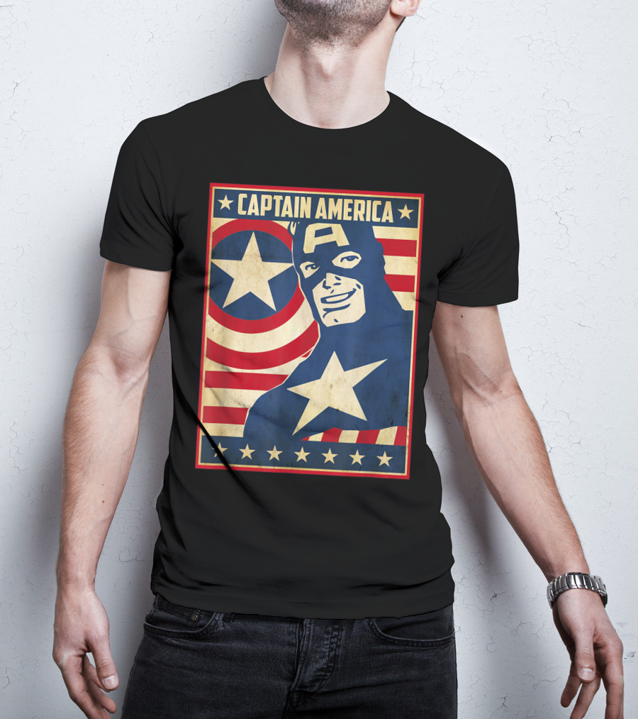 Captain America Avengers Patriotic Star Icon T-Shirt