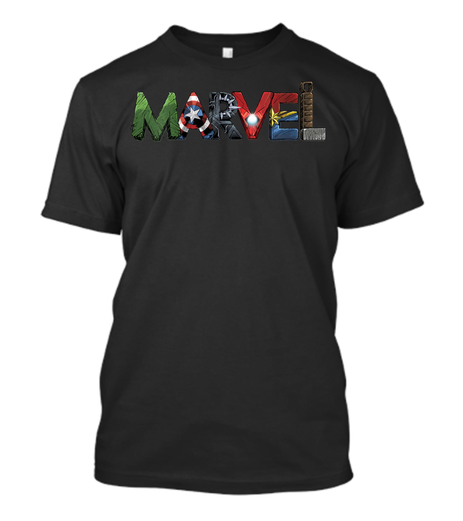 Marvel Avengers Iconic Character Letters T-Shirt