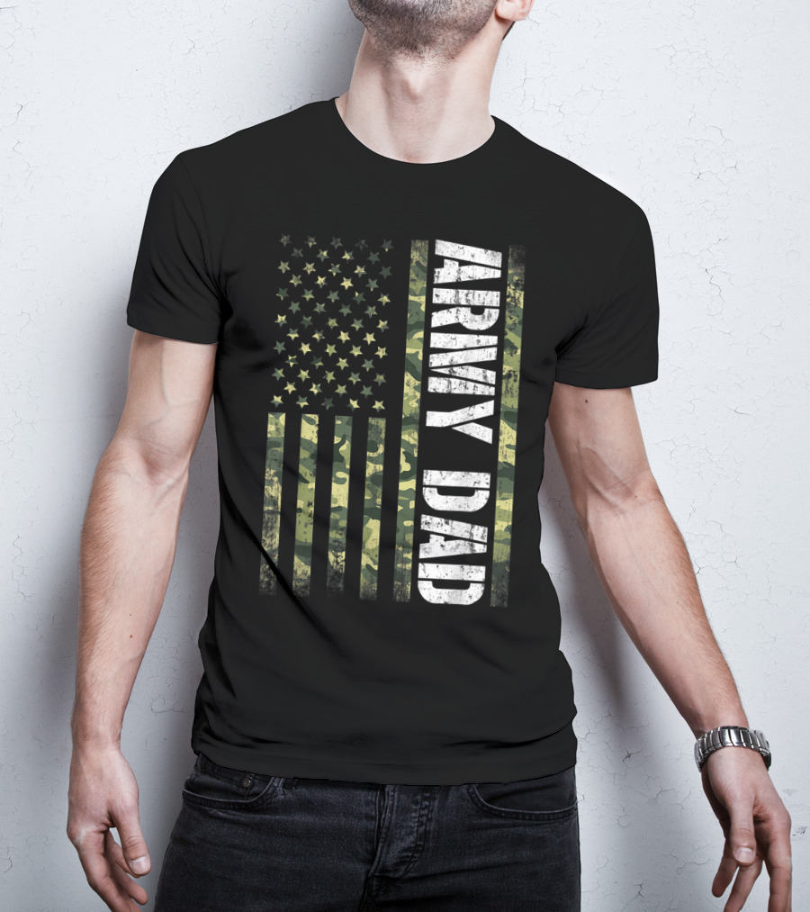 USA Camo Flag Army Dad T-Shirt