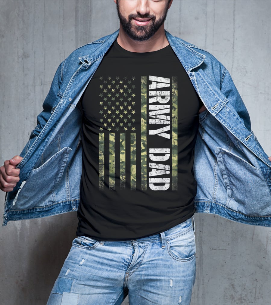 USA Camo Flag Army Dad T-Shirt