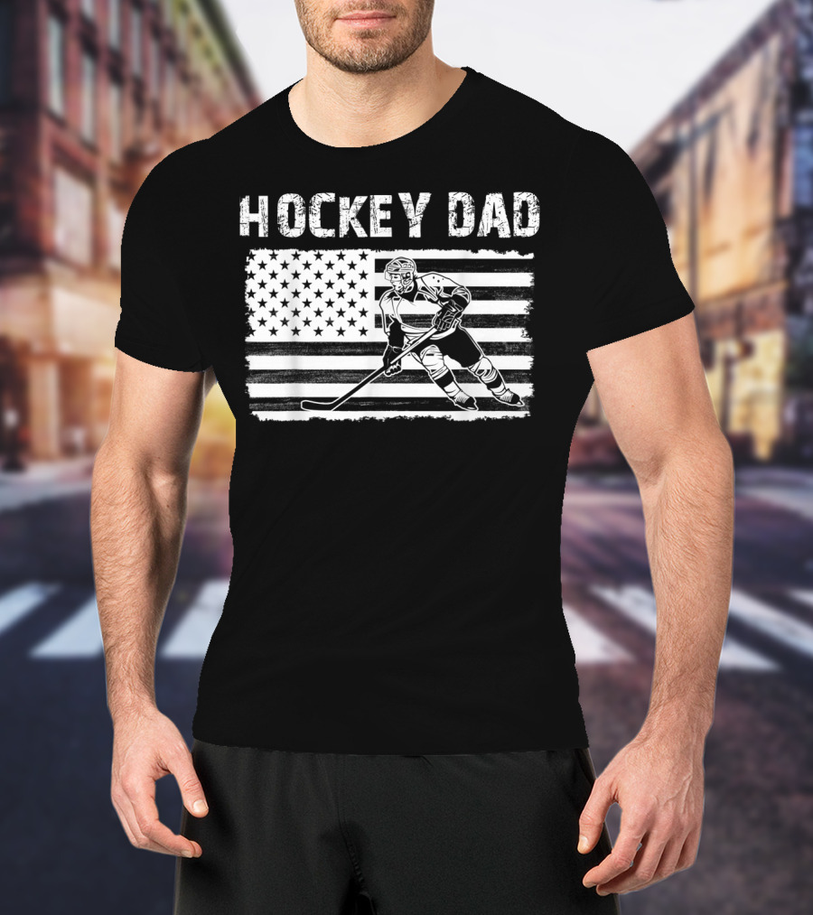 USA Hockey Dad Flag Skater T-Shirt