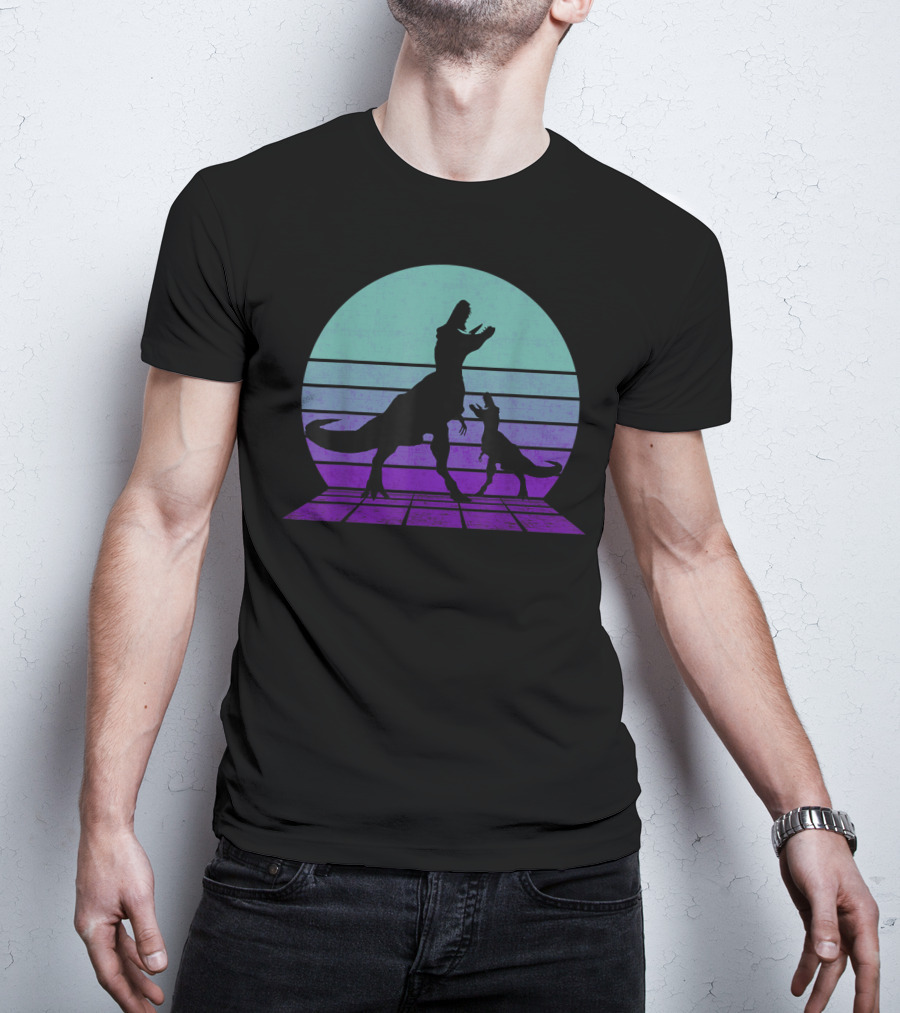 Trex Dinosaur Tyrannosaurus Father's Day Retro T-Shirt