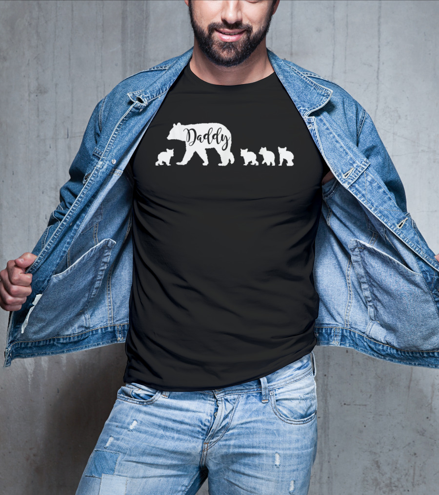 Daddy Bear And Four Cubs Dad Father Papa T-Shirt