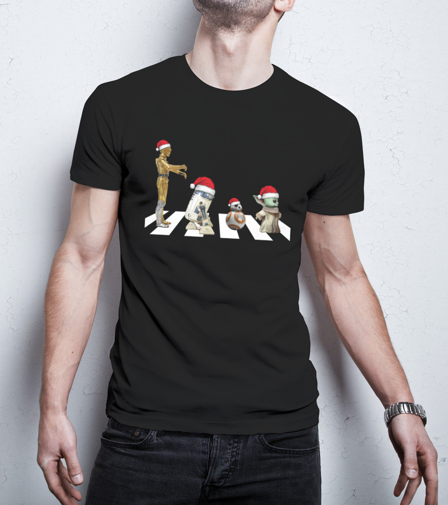 Star Wars Christmas Abbey Road C-3PO R2-D2 BB-8 Baby Yoda T-Shirt