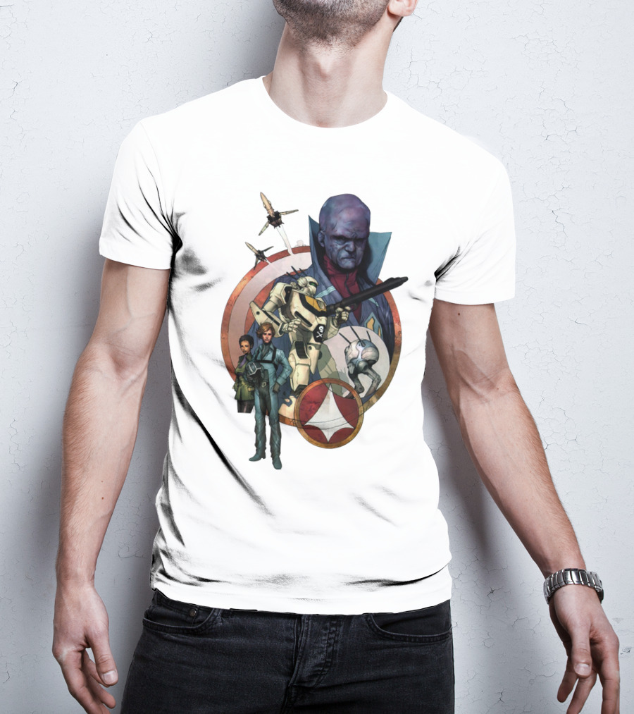 Robotech RBT Roy Fokker Lisa Hunter Zentraedi Logo Battle T-Shirt