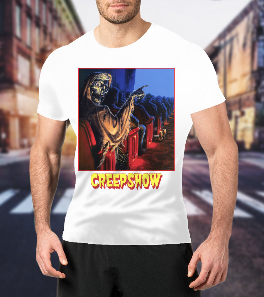 Creepshow Skeleton Ushers Menacing Audience In Theater Scene T-Shirt