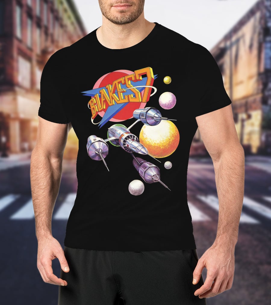 Blake's 7 Annual Retro Sci-Fi Spaceship And Planets T-Shirt