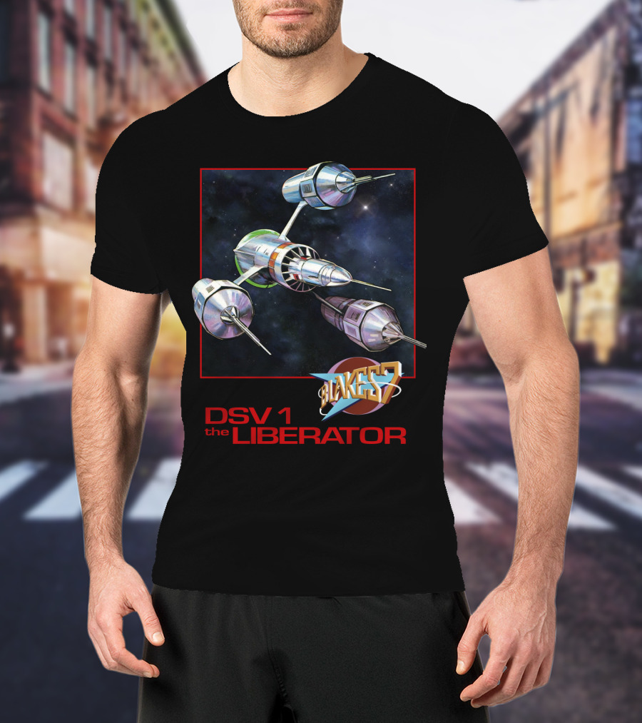 Blake's 7 DSV1 The Liberator Spacecraft In Outer Space T-Shirt