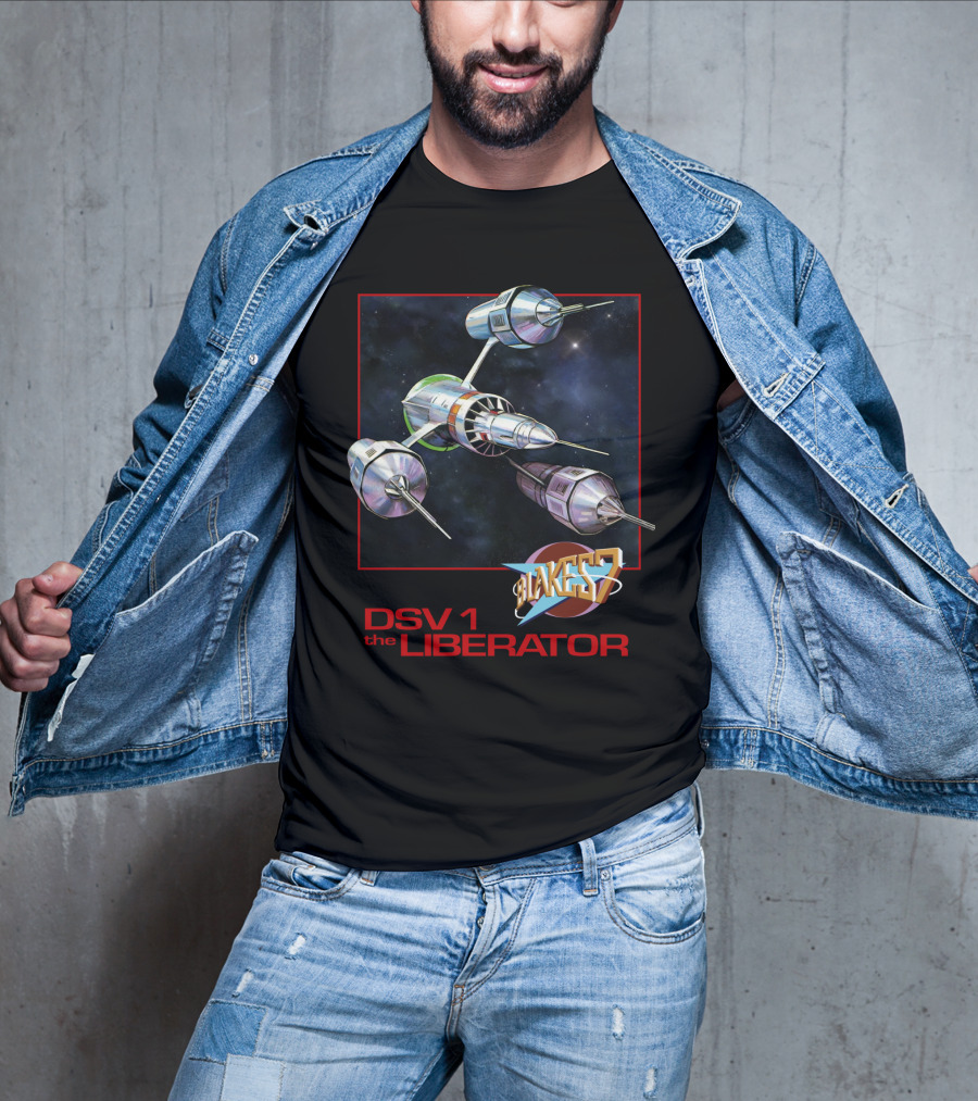 Blake's 7 DSV1 The Liberator Spacecraft In Outer Space T-Shirt