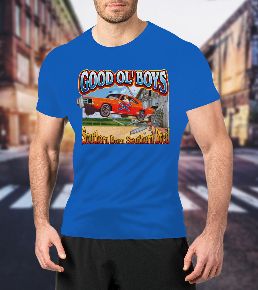 Good Ol' Boys Southern Born Southern Bred Dukes Of Hazzard Car Jump Scene T-Shirt