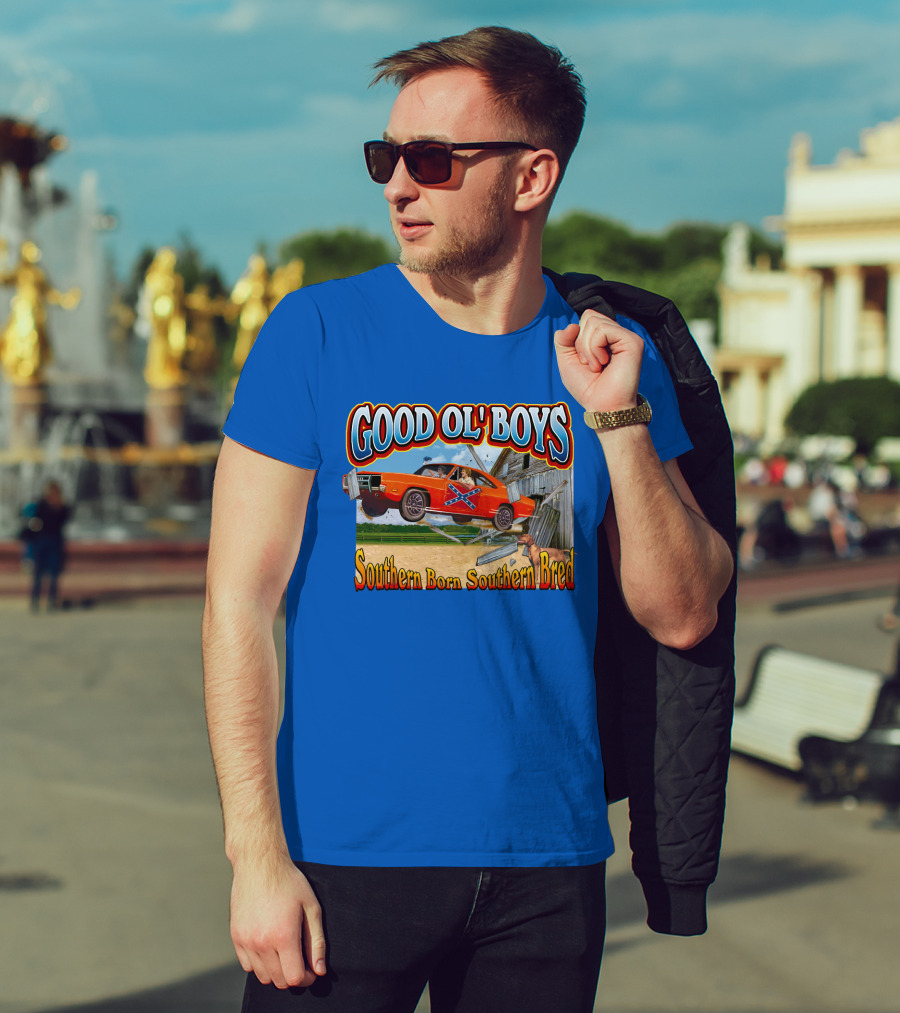 Good Ol' Boys Southern Born Southern Bred Dukes Of Hazzard Car Jump Scene T-Shirt