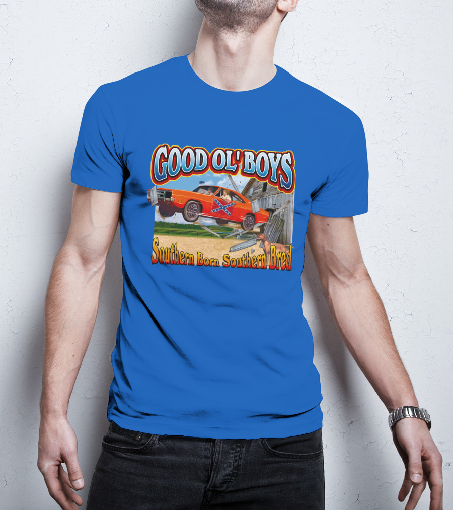 Good Ol' Boys Southern Born Southern Bred Dukes Of Hazzard Car Jump Scene T-Shirt