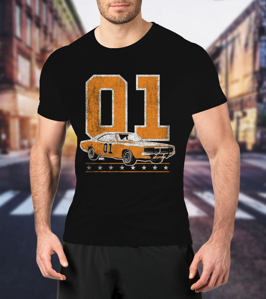 01 General Lee Dukes Of Hazzard Car Stars T-Shirt