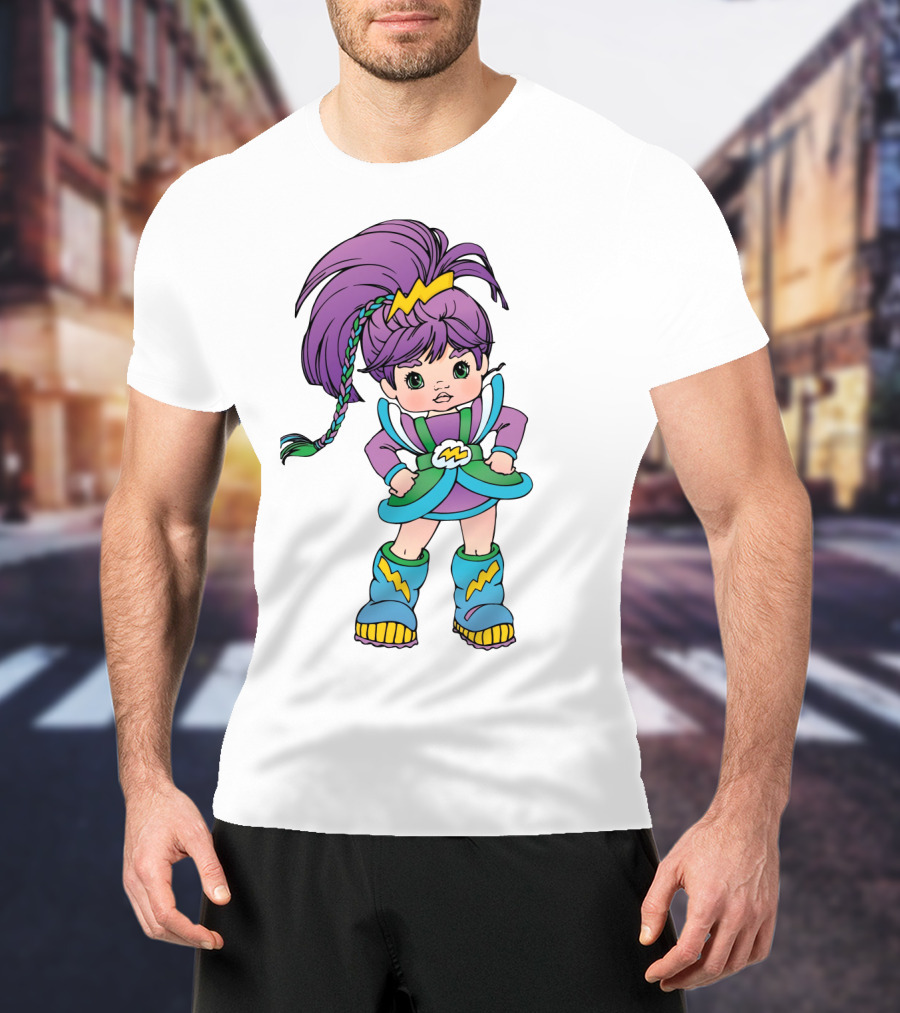 Rainbow Brite Stormy Character With Purple Hair And Lightning Bolt T-Shirt