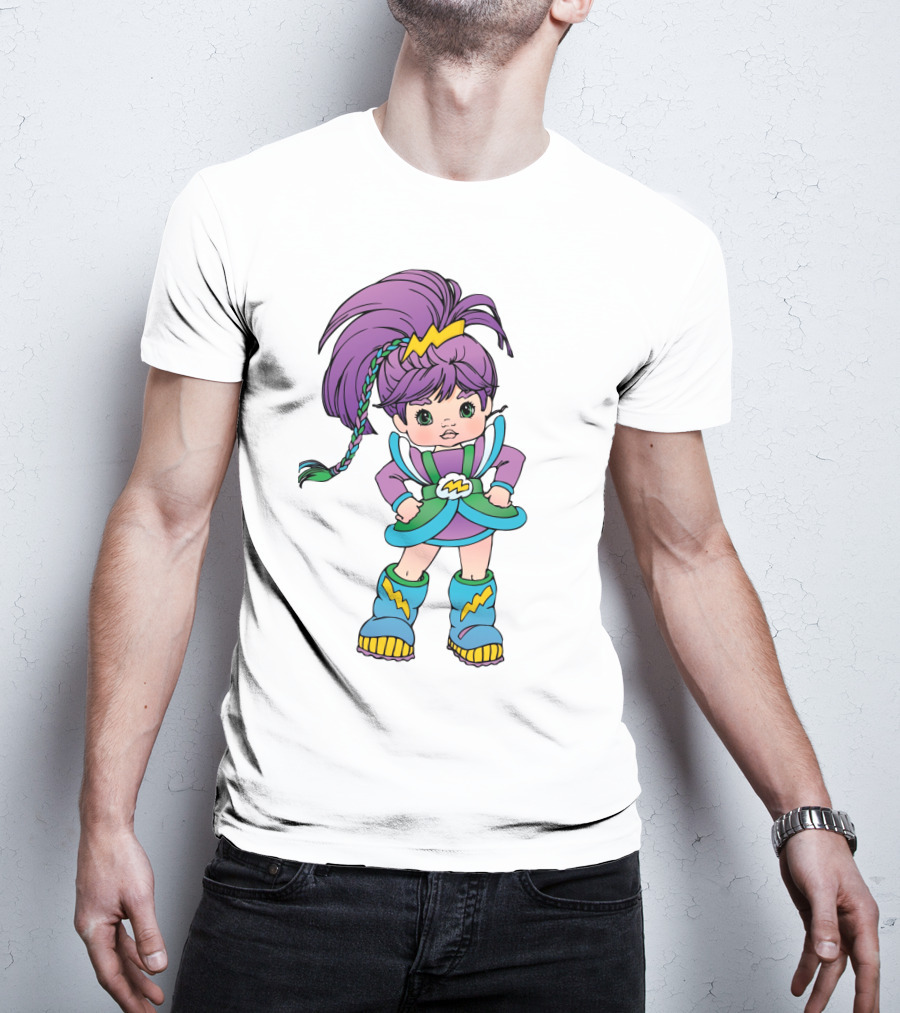 Rainbow Brite Stormy Character With Purple Hair And Lightning Bolt T-Shirt