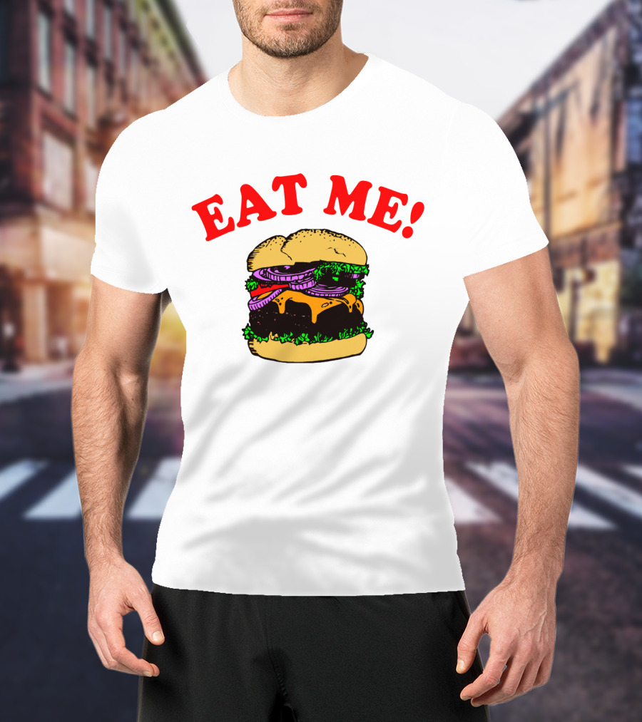 Captain Spaulding Eat Me Burger Text T-Shirt