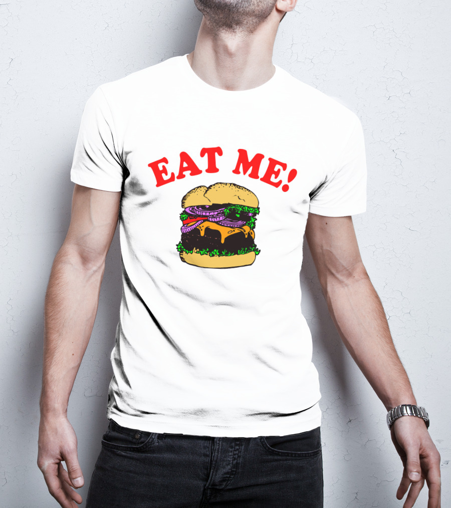 Captain Spaulding Eat Me Burger Text T-Shirt