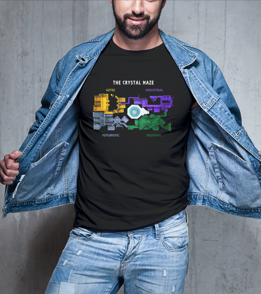 The Crystal Maze Map Aztec Industrial Futuristic Medieval T-Shirt