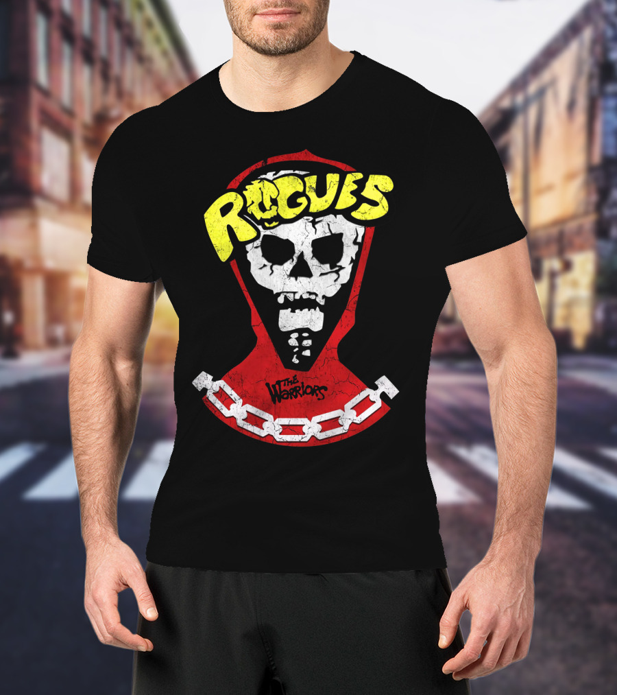 Rogues Skull Mask With Chain And The Warriors T-Shirt