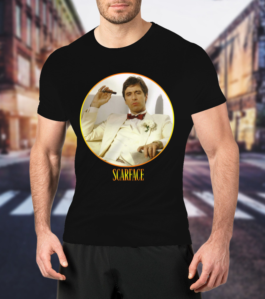 Scarface Iconic Movie Character In Circle Frame T-Shirt