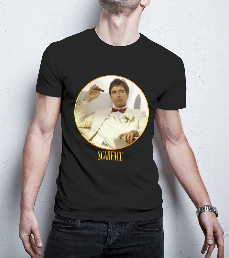 Scarface Iconic Movie Character In Circle Frame T-Shirt