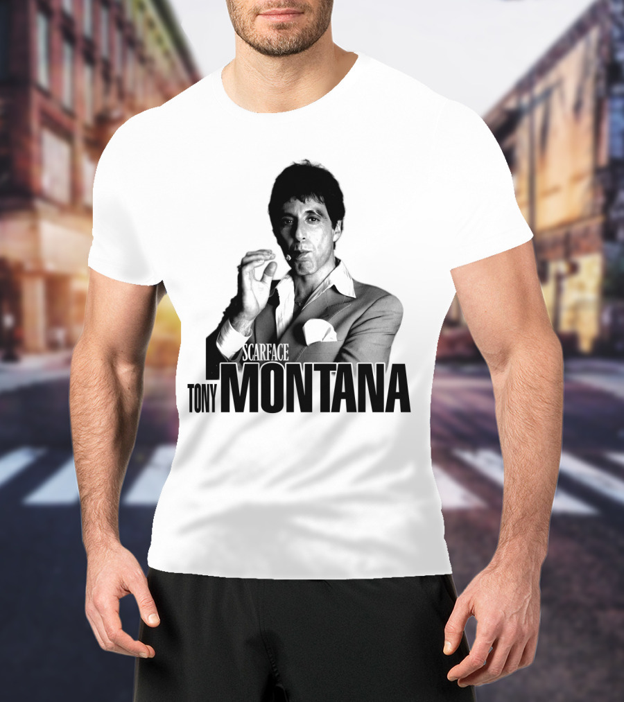 Scarface Tony Montana Cigar Black And White Photo T-Shirt