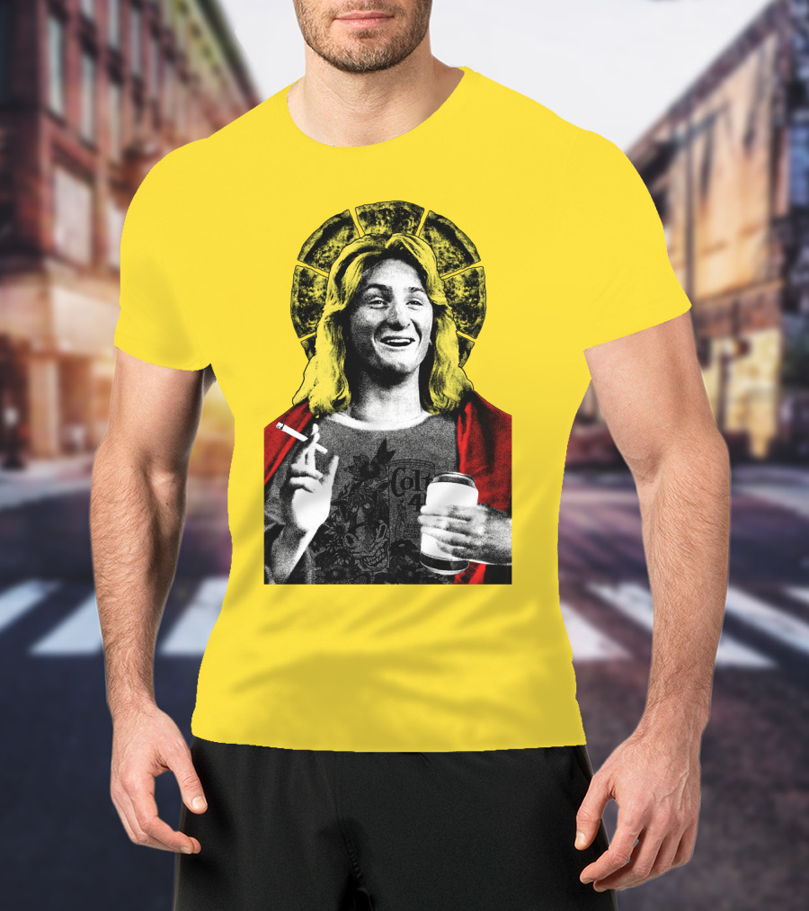 Fast Times At Ridgemont High Jeff Spicoli Halo Smoking And Holding Drink T-Shirt