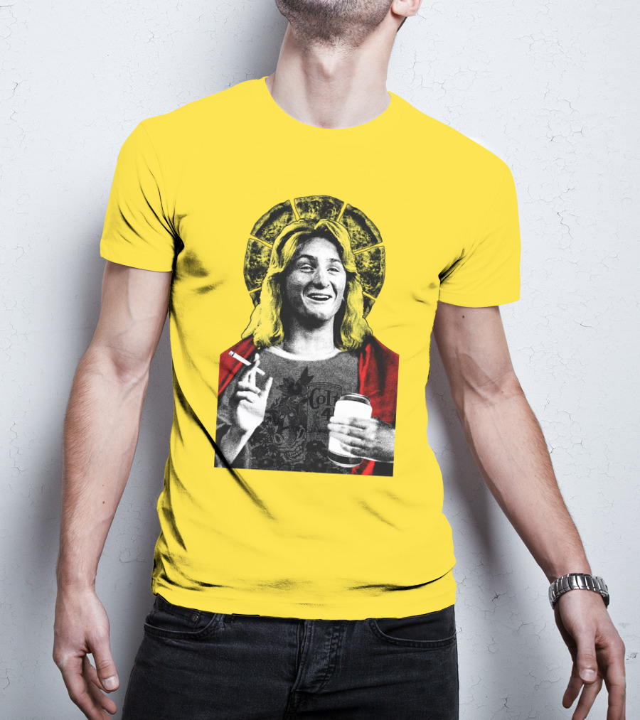 Fast Times At Ridgemont High Jeff Spicoli Halo Smoking And Holding Drink T-Shirt
