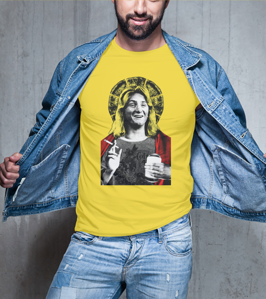 Fast Times At Ridgemont High Jeff Spicoli Halo Smoking And Holding Drink T-Shirt