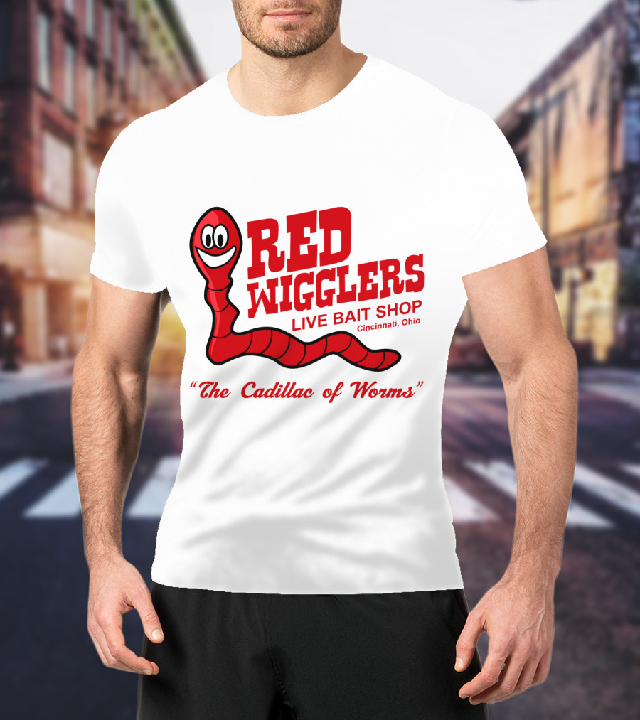 WKRP In Cincinnati Red Wigglers Live Bait Shop The Cadillac Of Worms T-Shirt