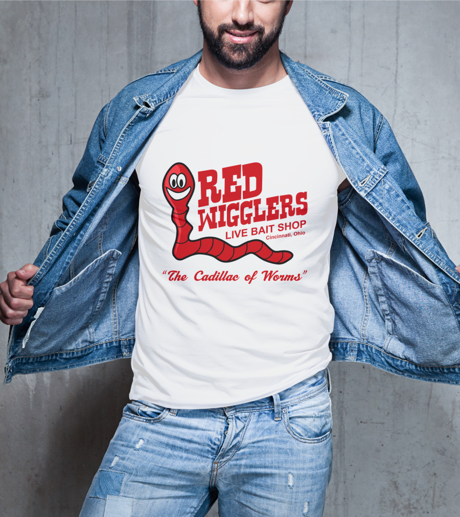 WKRP In Cincinnati Red Wigglers Live Bait Shop The Cadillac Of Worms T-Shirt