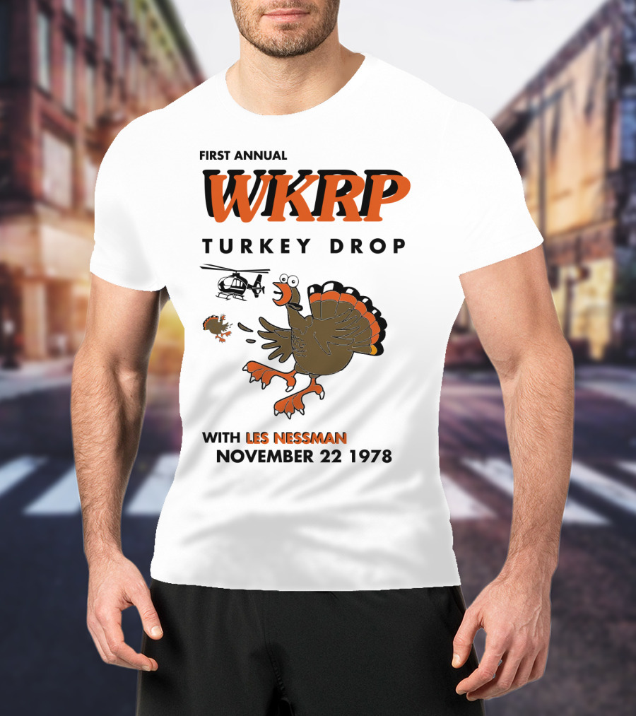 First Annual WKRP Turkey Drop With Les Nessman November 22 1978 T-Shirt