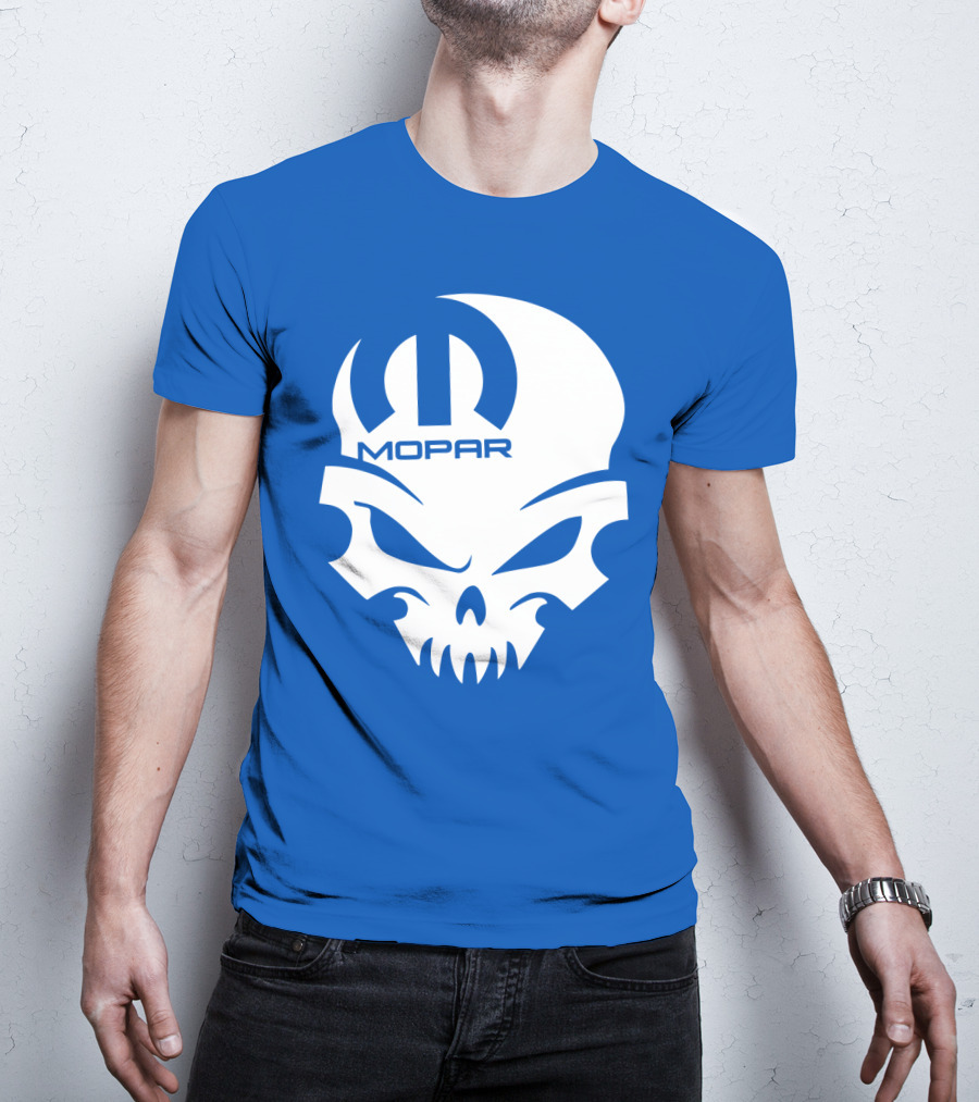 Mopar Skull Logo Blue Background T-Shirt