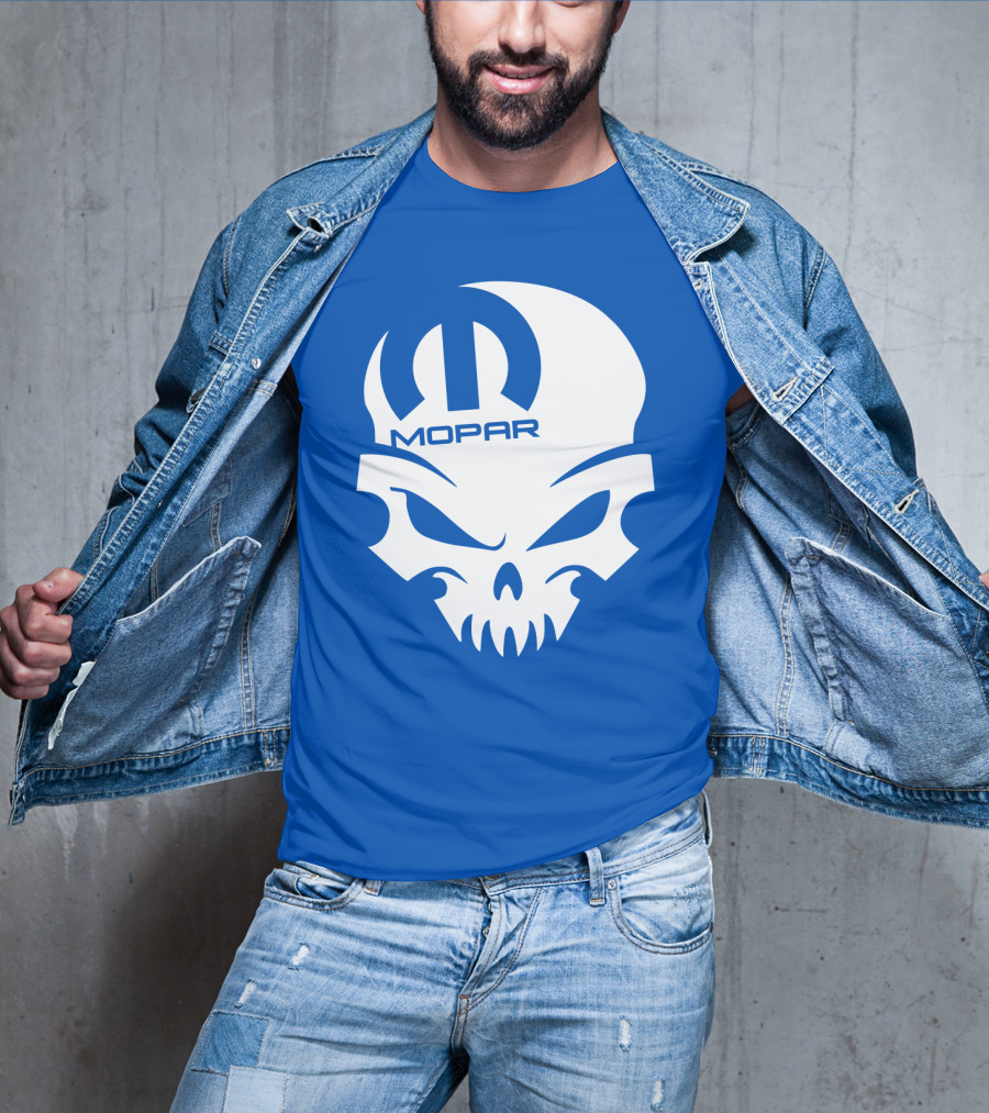 Mopar Skull Logo Blue Background T-Shirt