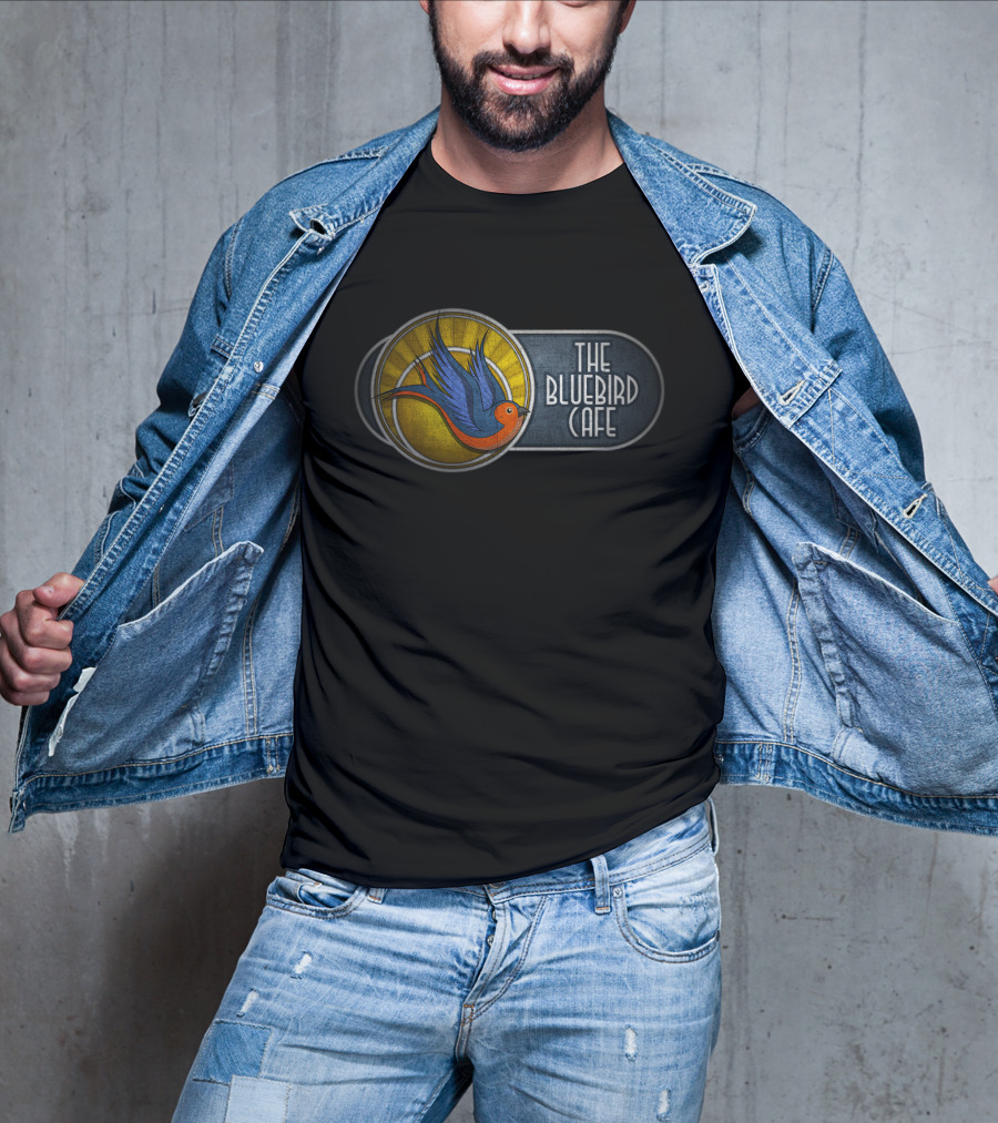 The Bluebird Cafe Retro Blue And Orange Bird T-Shirt