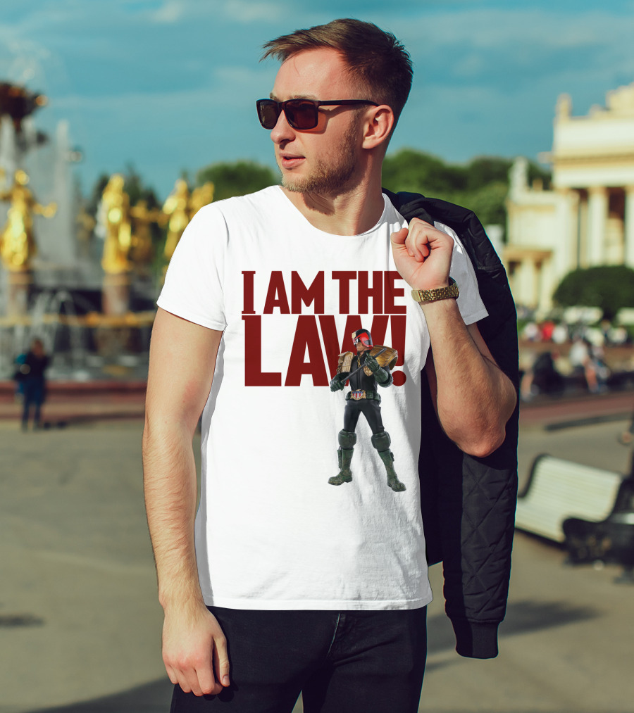 Judge Dredd I Am The Law Action Figure Stance T-Shirt