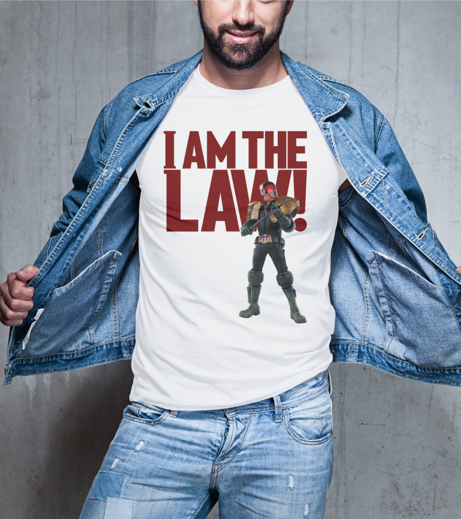 Judge Dredd I Am The Law Action Figure Stance T-Shirt