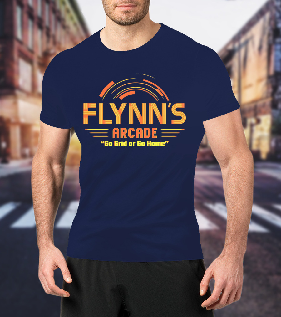 Flynn's Arcade Go Grid Or Go Home Retro Gaming T-Shirt
