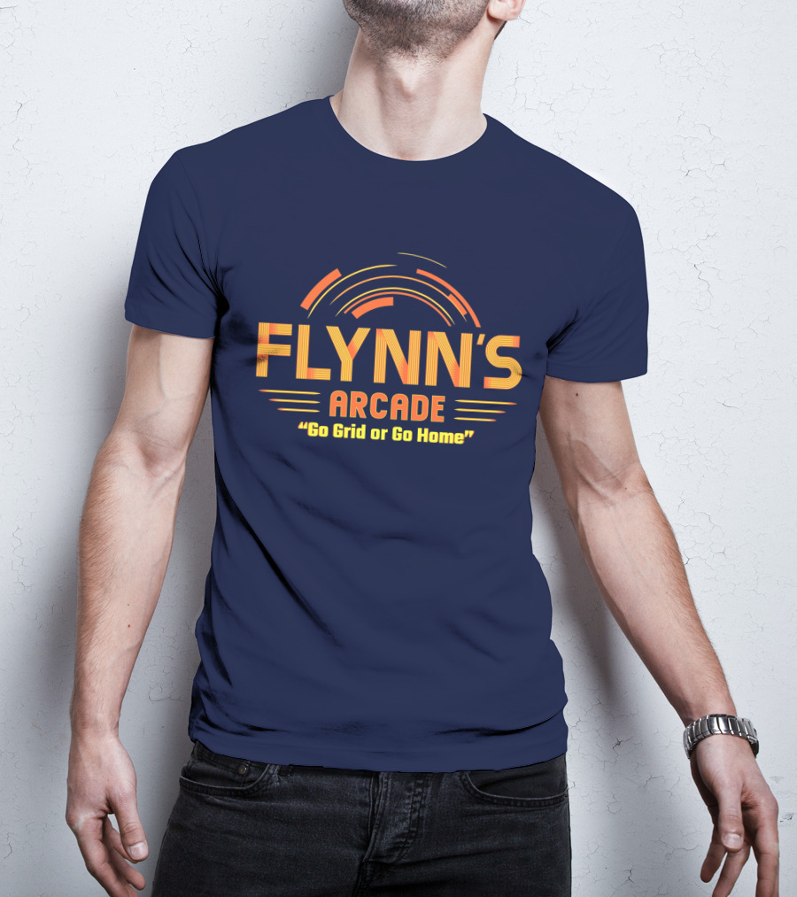 Flynn's Arcade Go Grid Or Go Home Retro Gaming T-Shirt