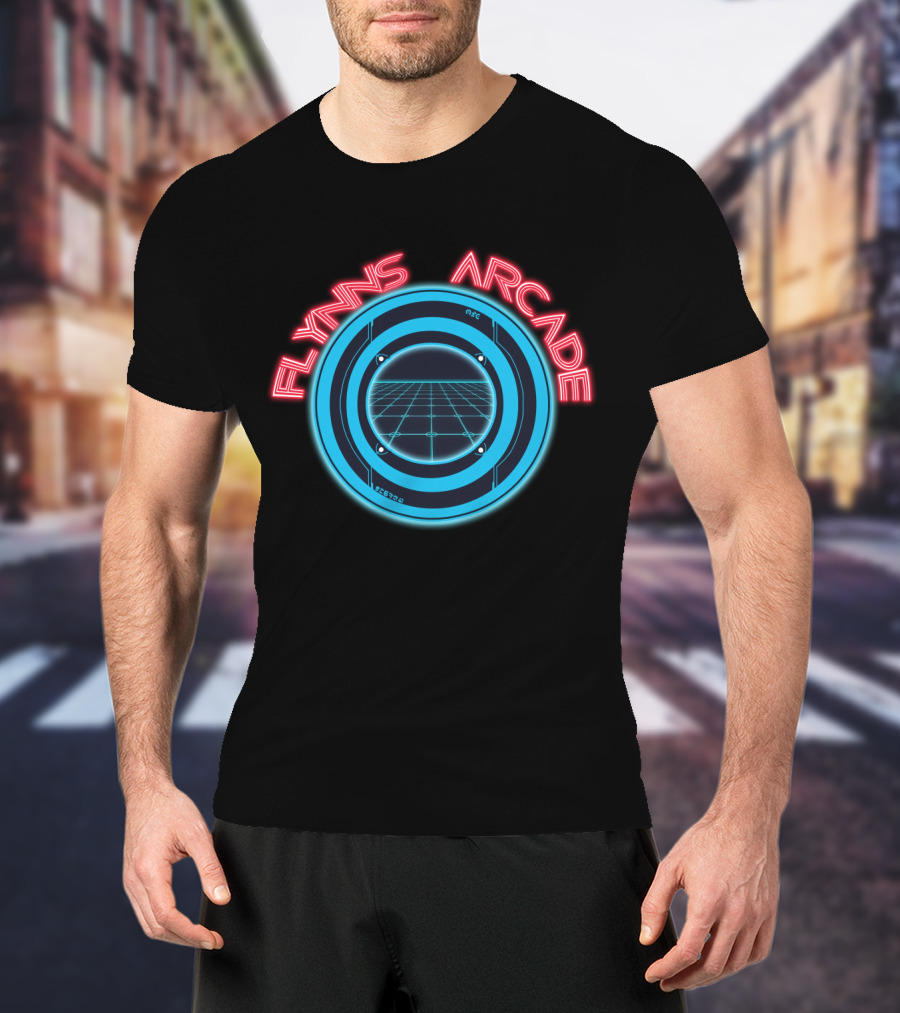 Flynn's Arcade Tron Grid Logo Neon T-Shirt