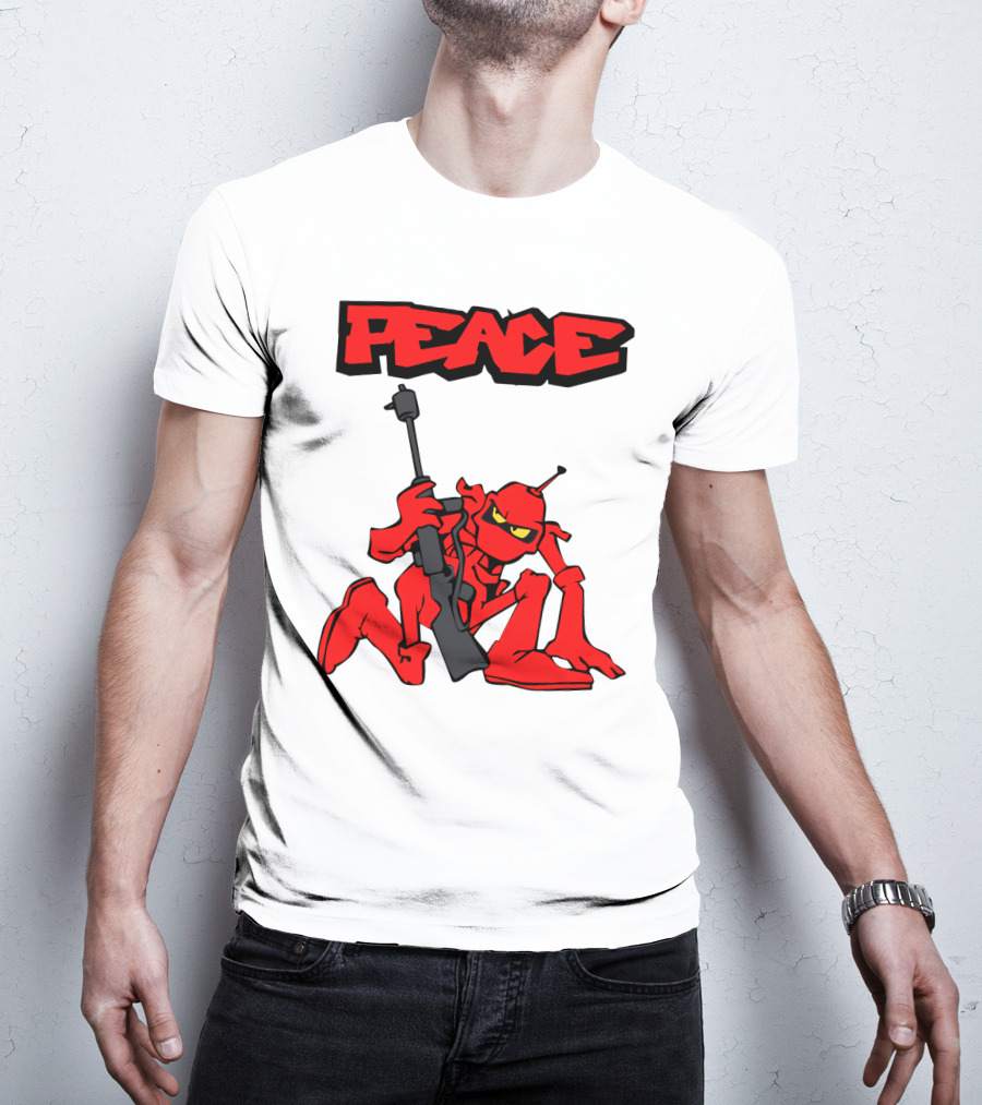 PEACE Ant Holding Rifle T-Shirt