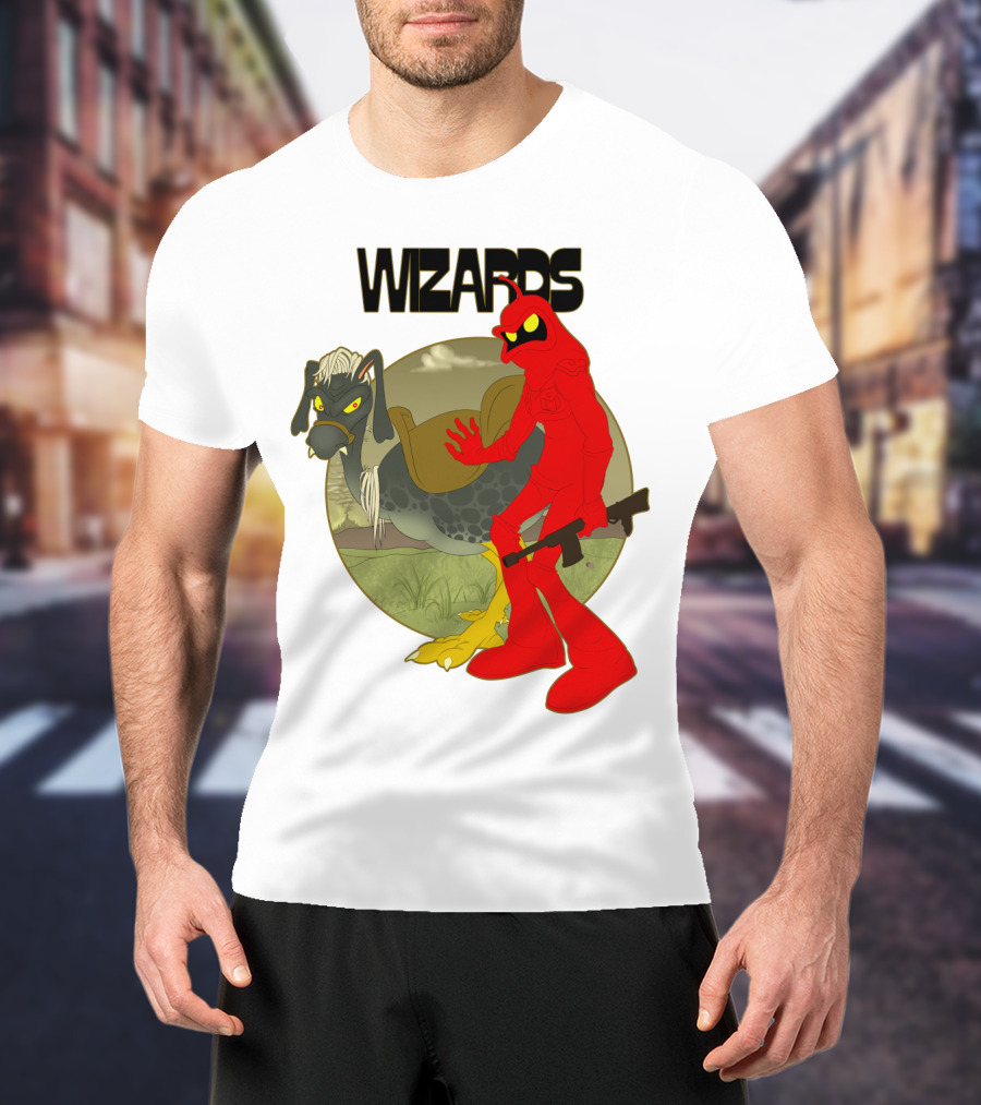 Wizards Animation Character With Red Humanoid And Armed Bird T-Shirt