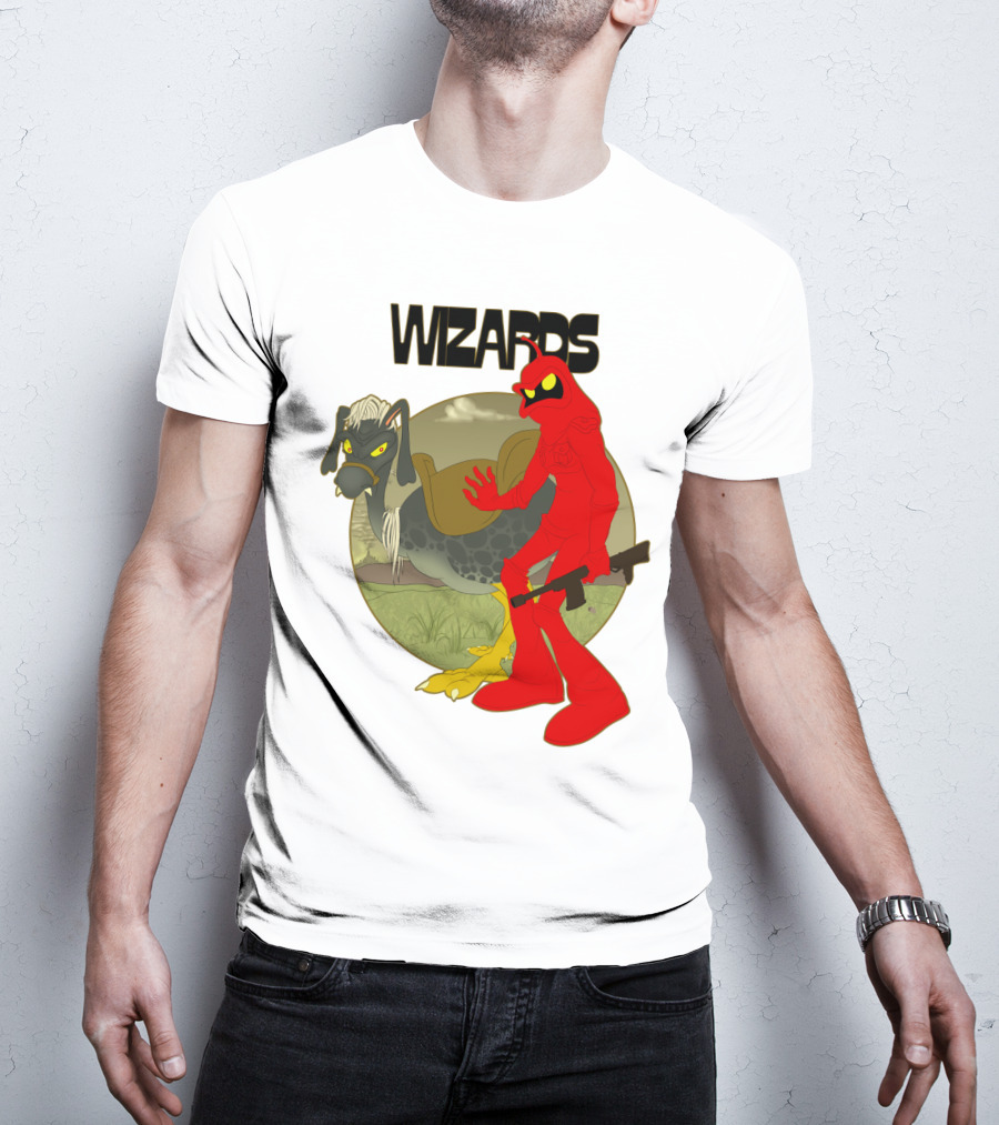 Wizards Animation Character With Red Humanoid And Armed Bird T-Shirt