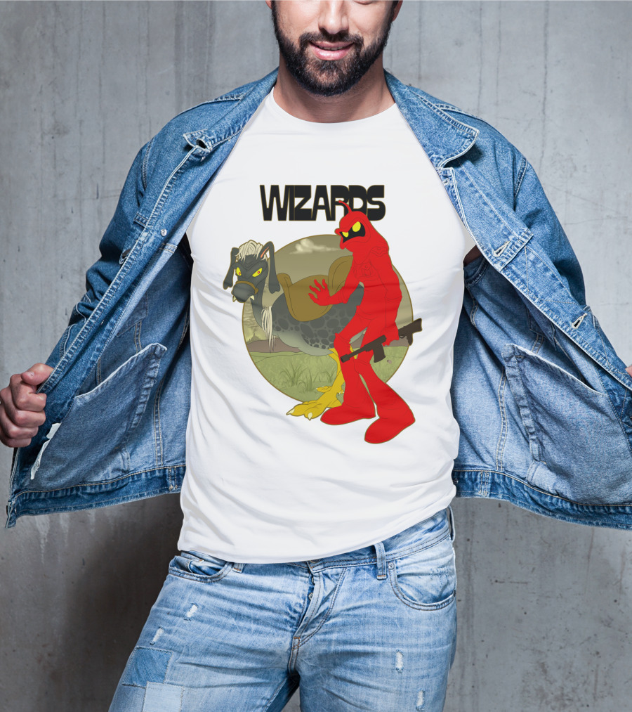 Wizards Animation Character With Red Humanoid And Armed Bird T-Shirt