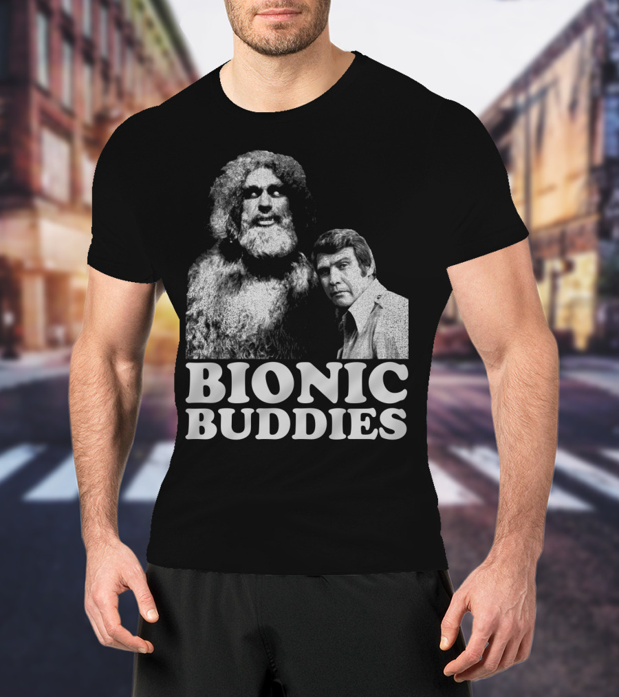 Six Million Dollar Man Bionic Buddies Retro TV Show Iconic Duo T-Shirt